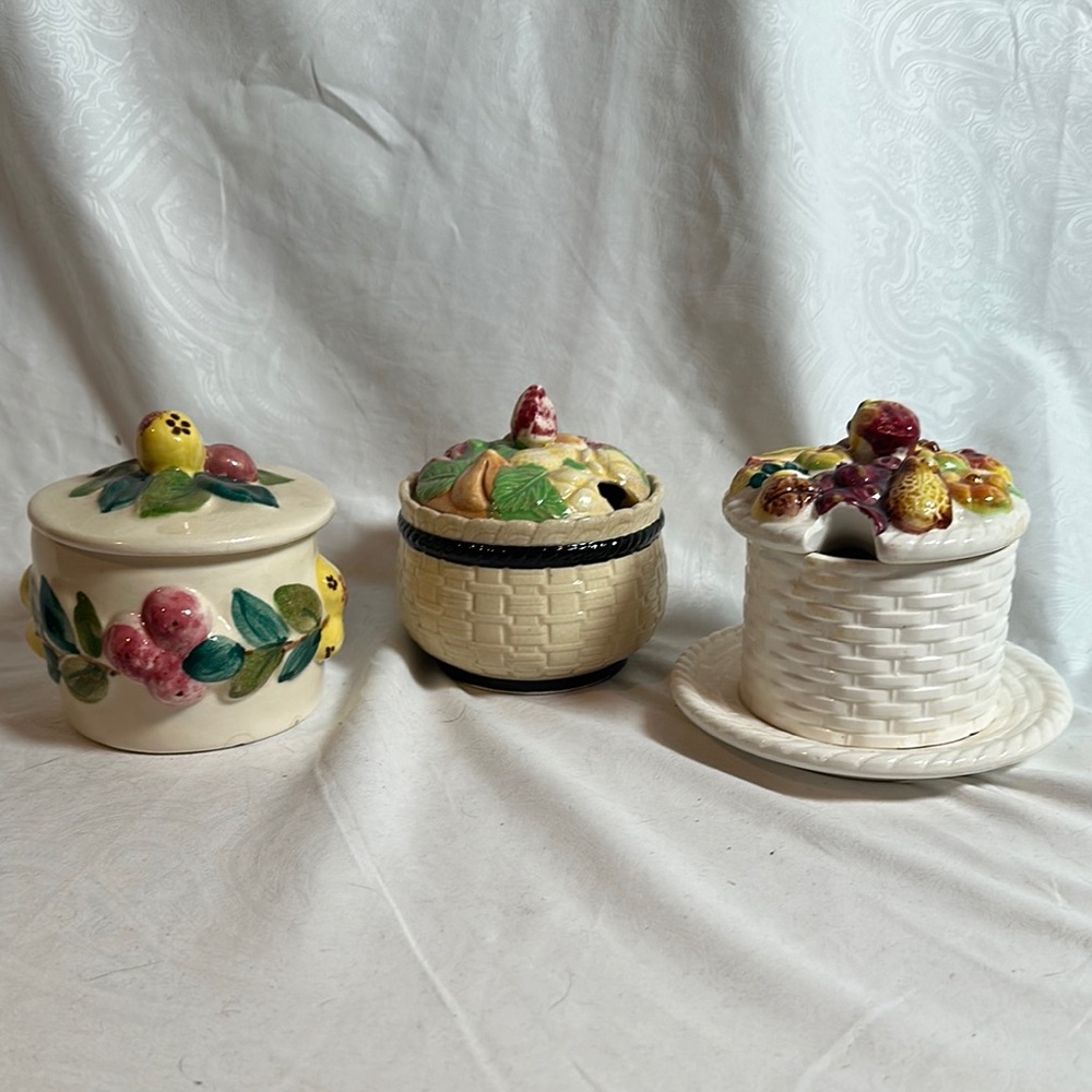 Vintage Jam Honey Jars Colorful Ceramic Fruit-Themed Jars ceramic
